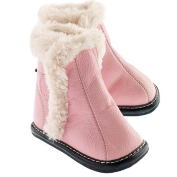 Jack & Lily Pink Abigail Leather/Faux Fur Booties - Picture 2 of 8